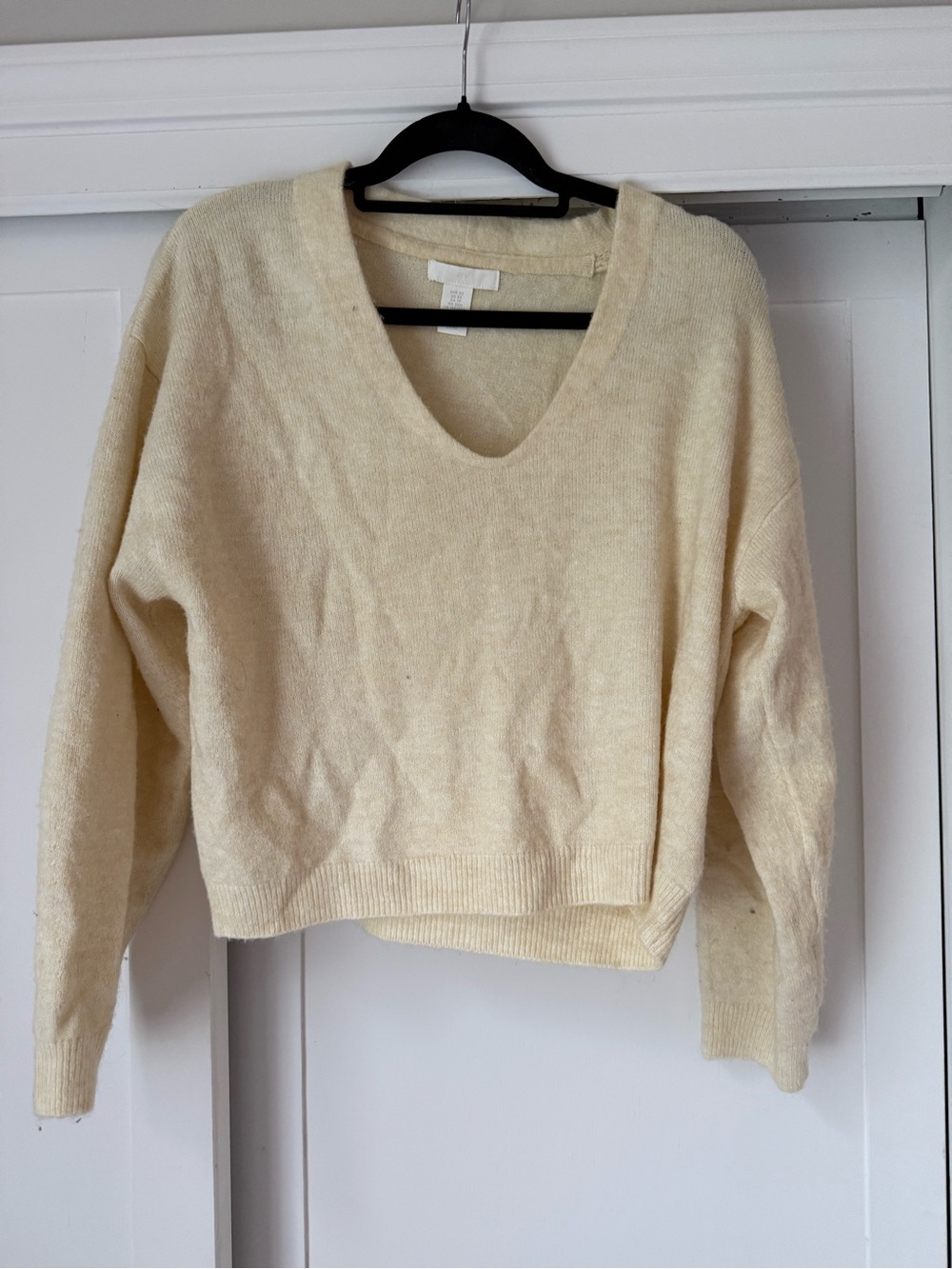 V-Neck Yellow-Cream Women's Sweater